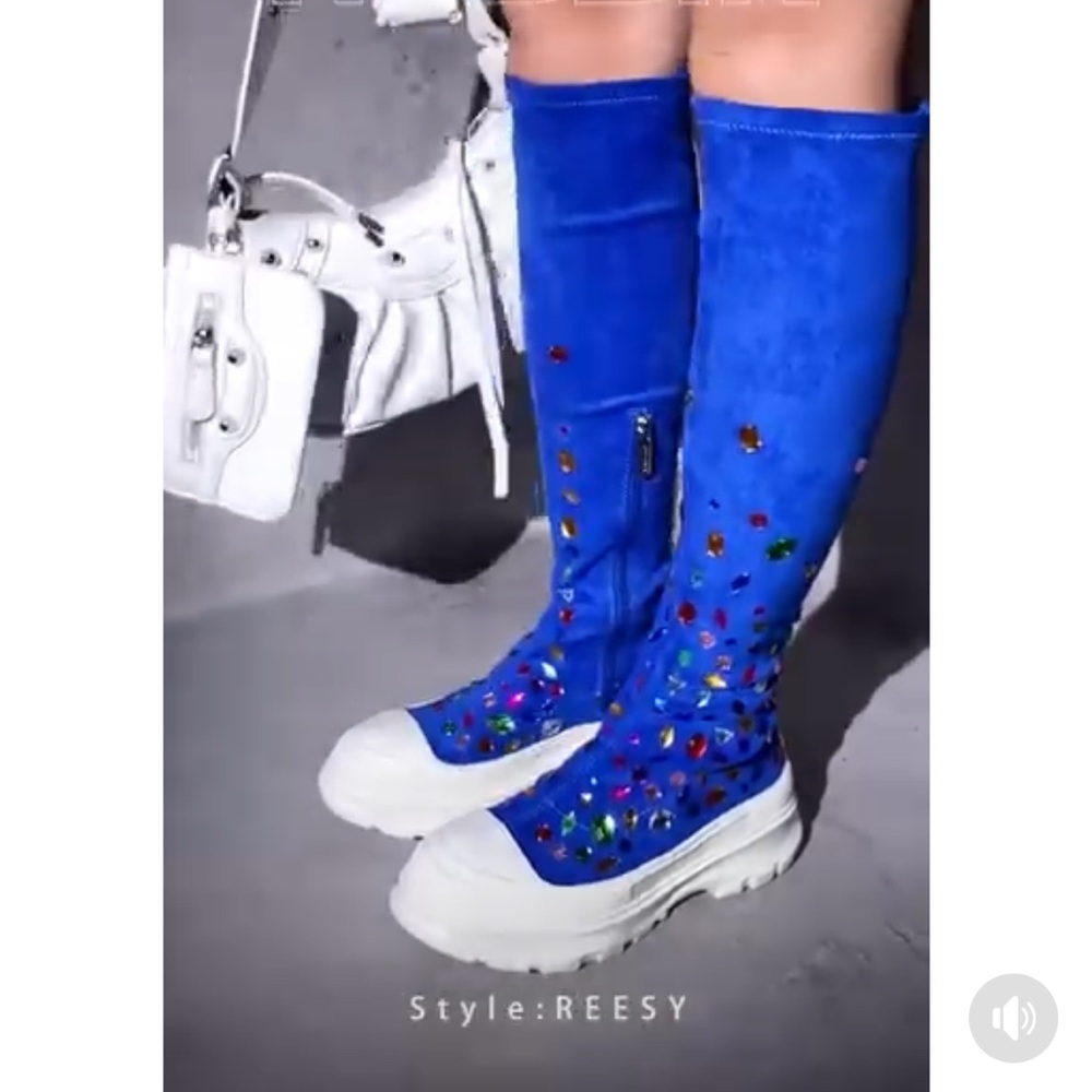 •CAPE ROBBIN• “Reesy” Chunky Sole Rhinestone Gem Sock Boot/Sneakers >> NIB